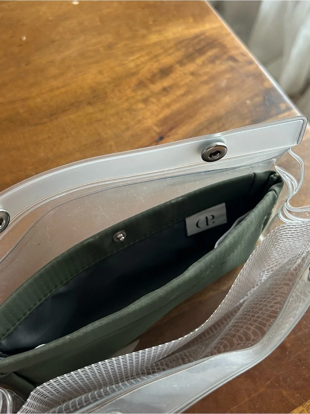 Cloth&Paper Vinyl Mesh Pencil Case with Olive Green Divider